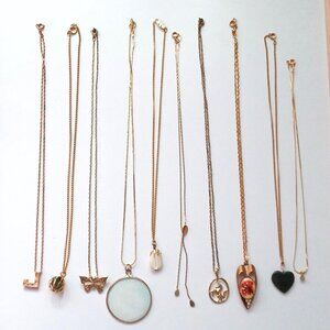 Lot of 10 Vintage Pendant Necklaces 1950s to 1990s Most Never Worn